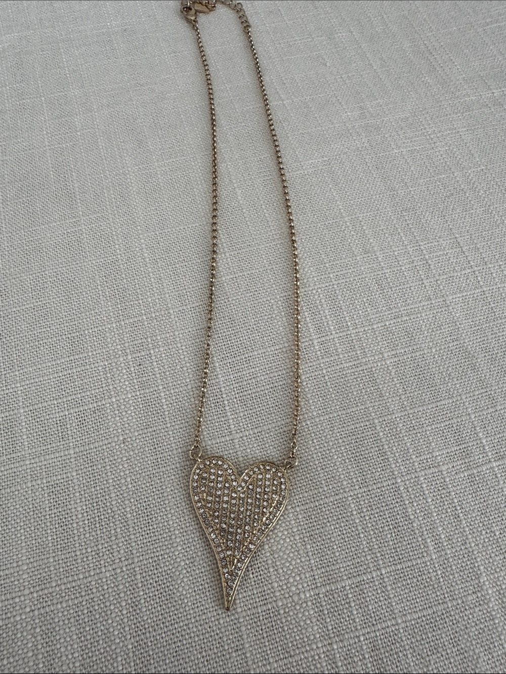 Gold Heart Pendant Necklace with Crystal Accents